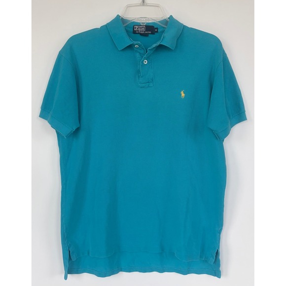Polo Ralph Lauren Other - Vintage‎ Polo Ralph Lauren Mens Turquoise Blue Pique Polo Shirt Made in USA Med